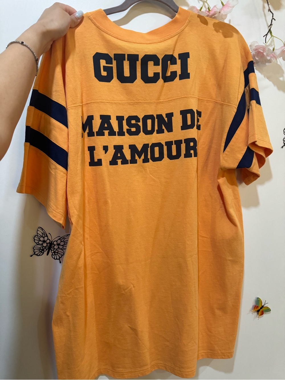 Gucci Orange 'Maison de L'Amour' Short-Sleeve Graphic Tee with Navy Accents